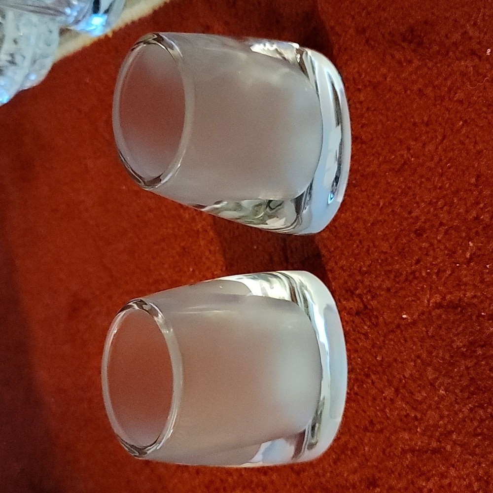 Set of 2 Frosted Mini Glass Vases/Candle Holders